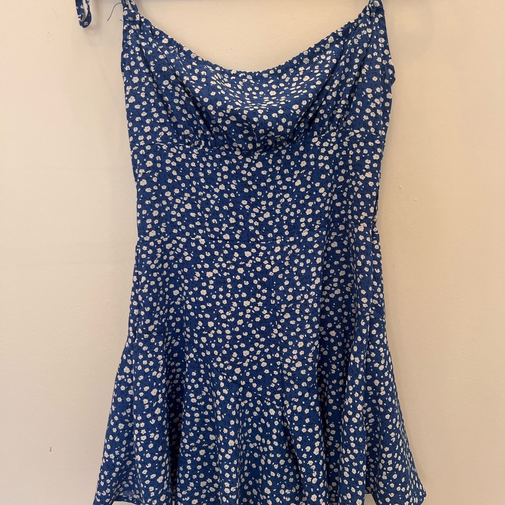 Cotton print blue romper